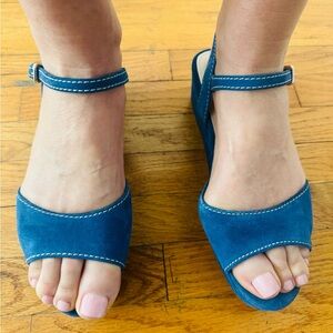 Prada Blue Wedge Sandals Sz 40 1/2
